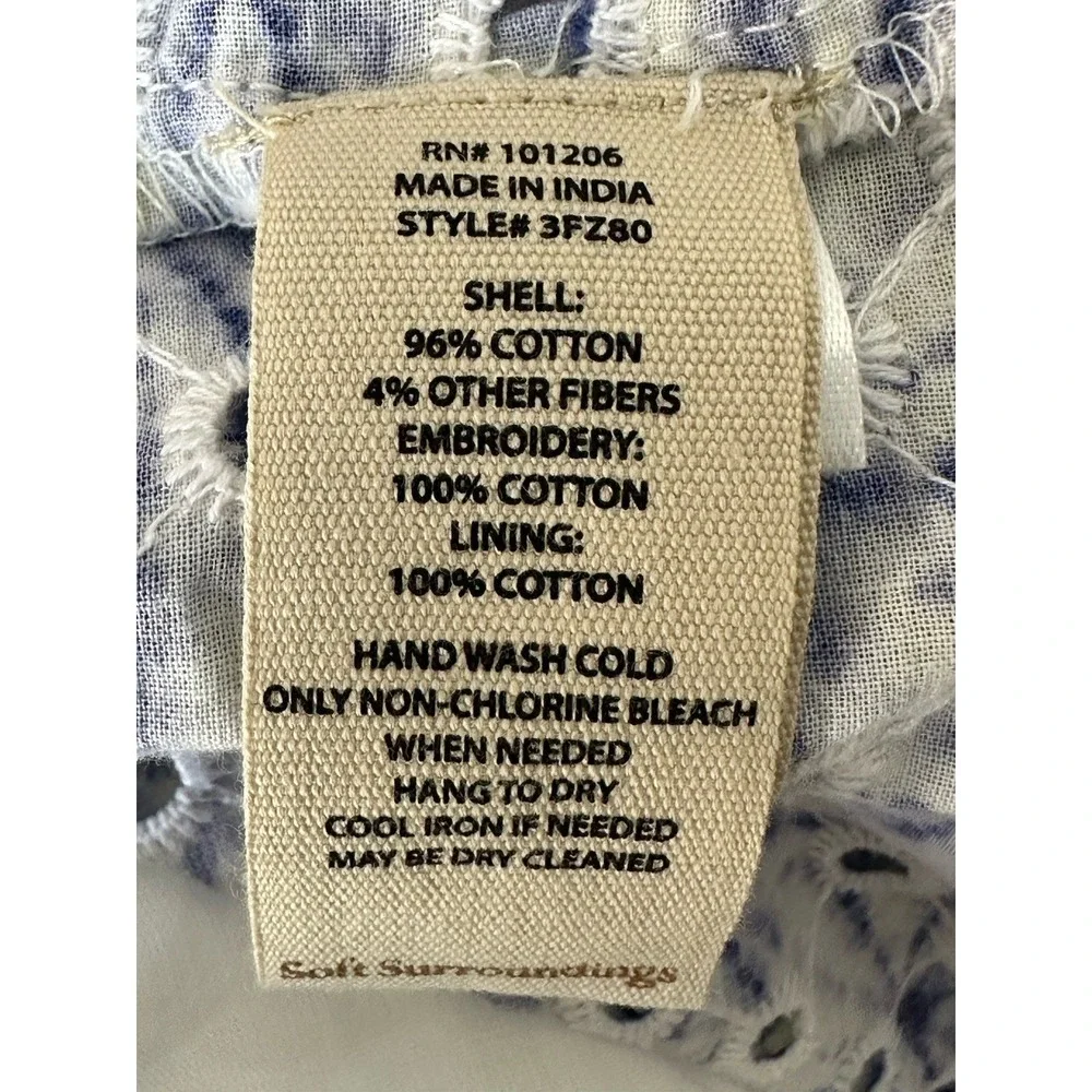 Soft Surroundings Kyoto Embroidered White Blue Eyelet‎ Tiered Maxi Dress Sz PXL - Picture 12 of 12